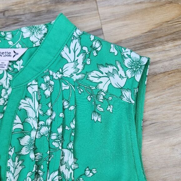 🔸️Nanette Lapore Green Lyst Floral Print Pintuck Sleeveless Dress Size 10 - Picture 8 of 14